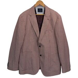 TailorByrd 1930 Red Black Houndstooth Checked Sport Coat Blazer Sz 44R Stretch